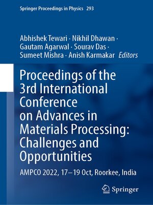 cover image of Proceedings of the 3rd International Conference on Advances in Materials Processing